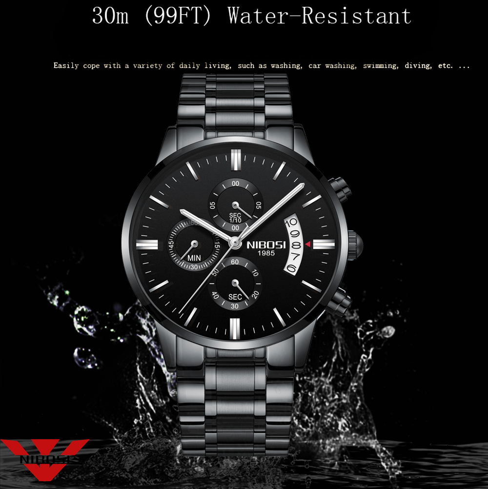 NIBOSI Stainless Steel Black Q - Luxury Watch Top 10 评论和价格