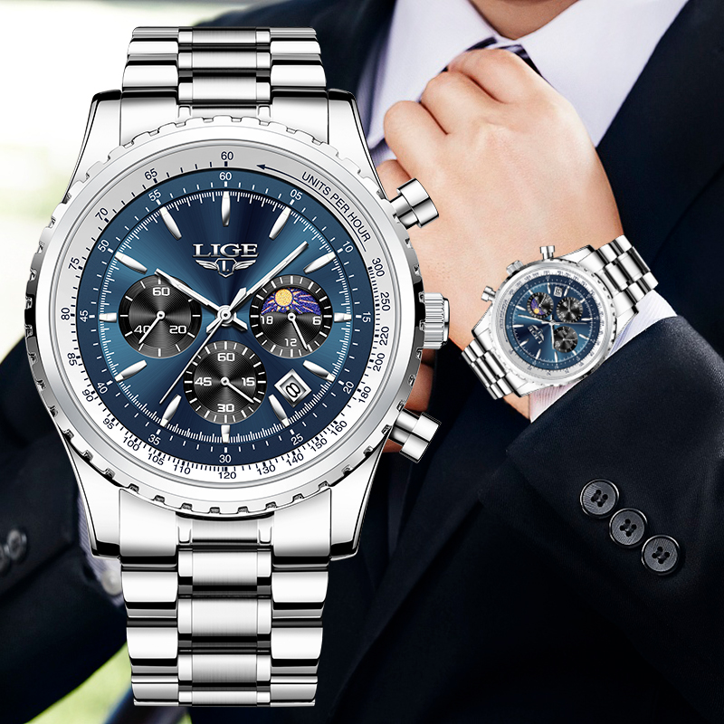 LIGE Brand Luxury Quartz Man W - Luxury Watch Magazine 评论和价格