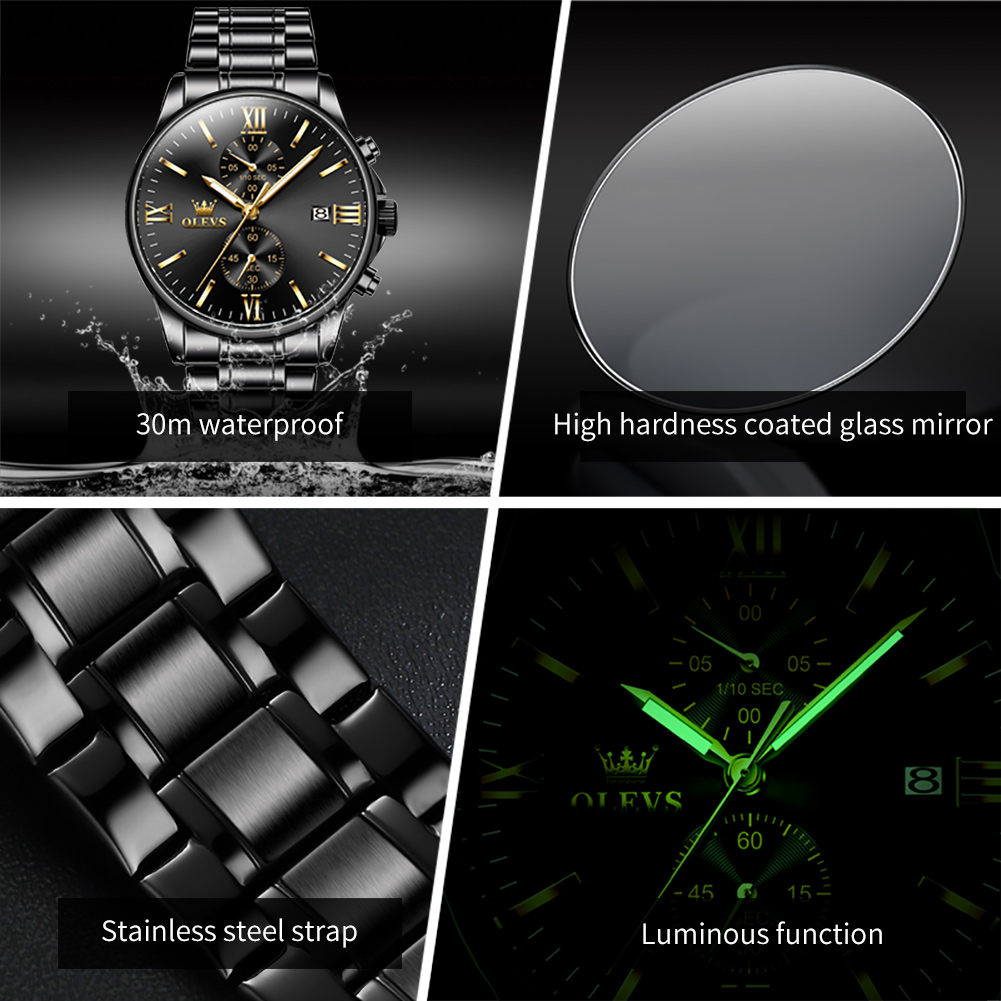 OLEVS 2886 Classic Black Quart - Luxury Watch Magazine 评论和价格