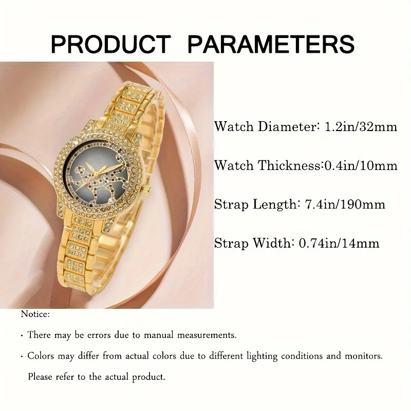 5pcs/set Women's Watch Cheetah - Luxury Watch Gift For Her 评论和价格