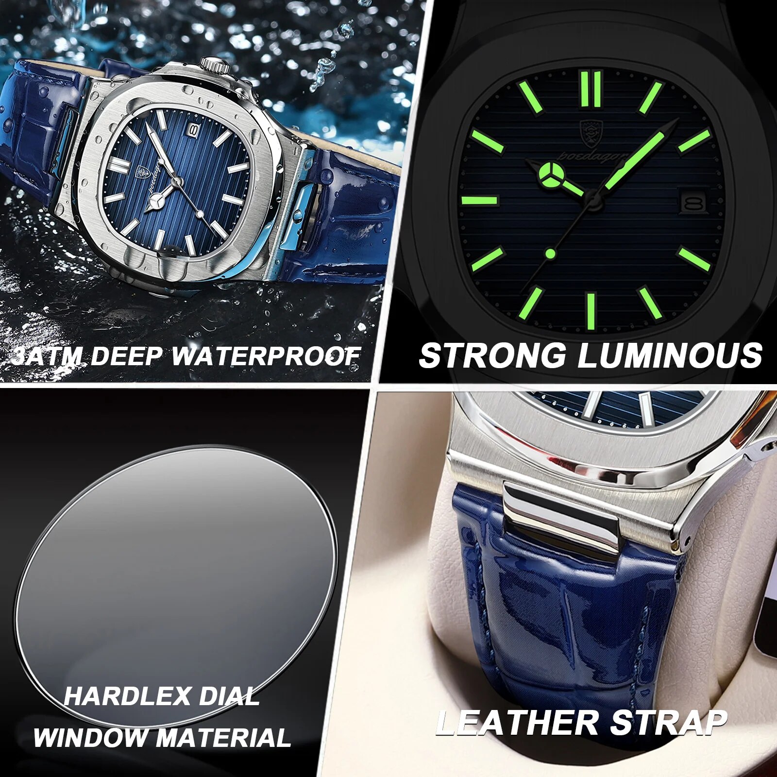 POEDAGAR Top Luxury Square Man - Luxury Watch Top 10 评论和价格