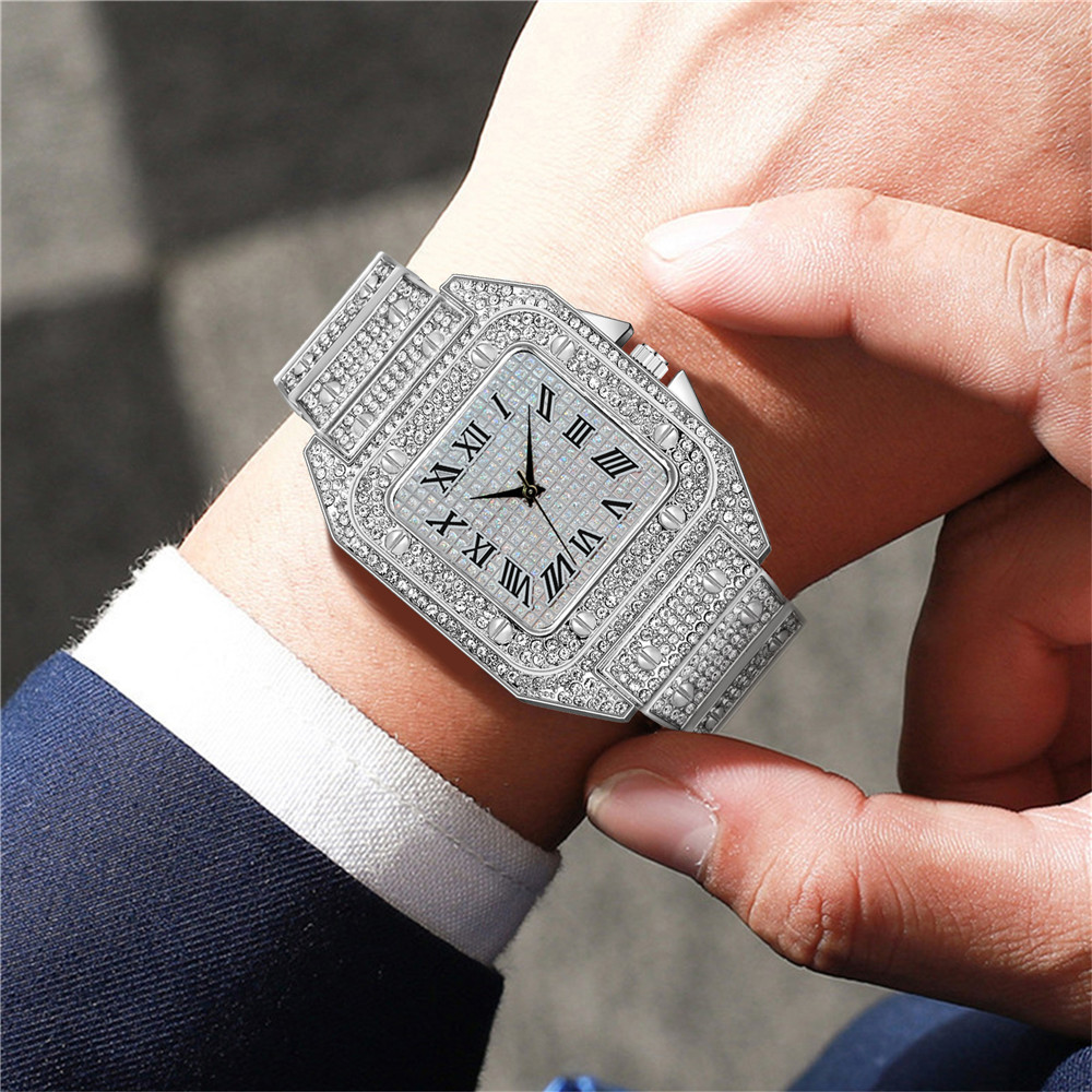 4PCS Fashion Iced Out Square M - Luxury Watch Iceberg 评论和价格
