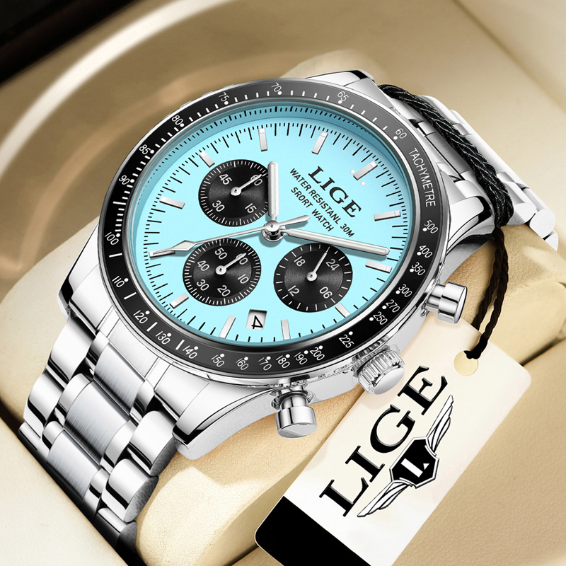 LIGE Top Brand Luxury New Men  - Luxury Watch Top 10 评论和价格